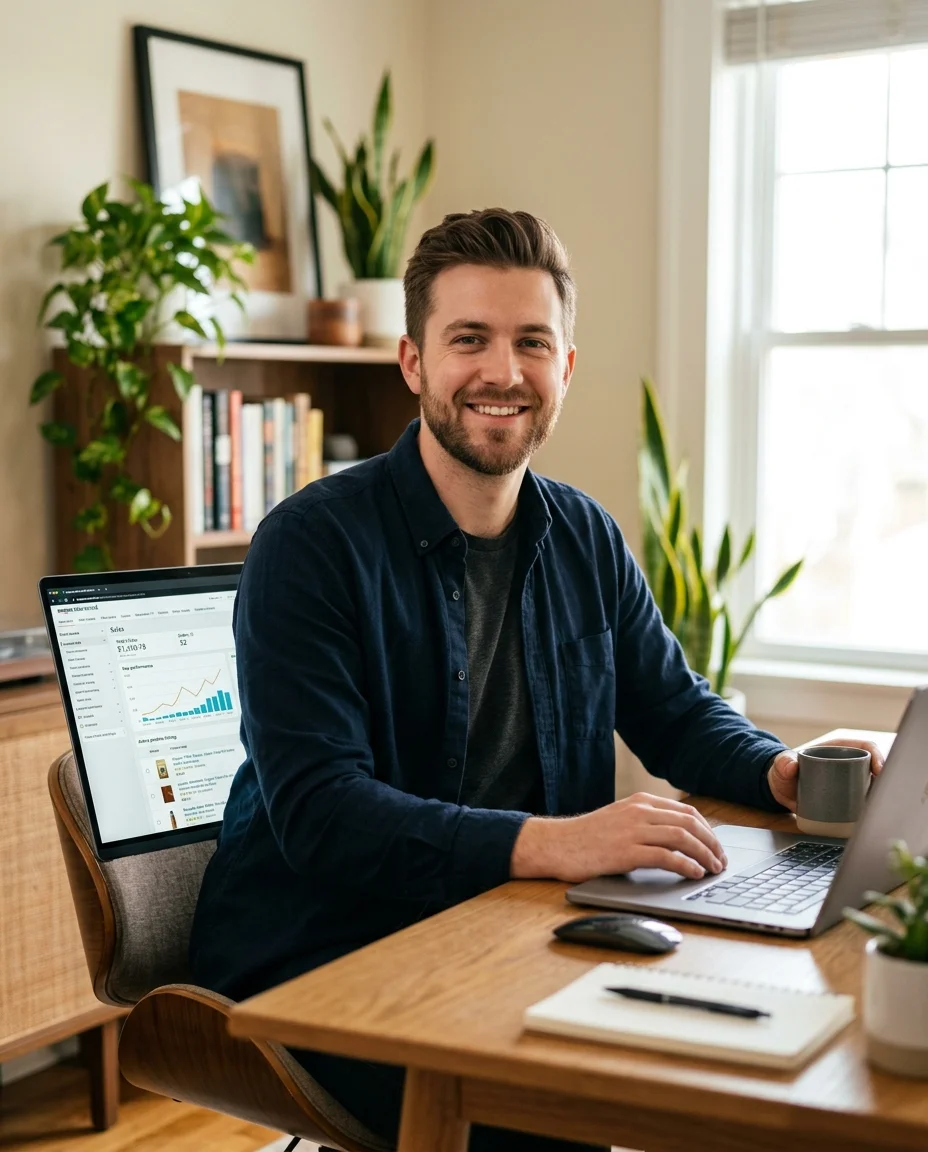 Entrepreneur managing Amazon sales