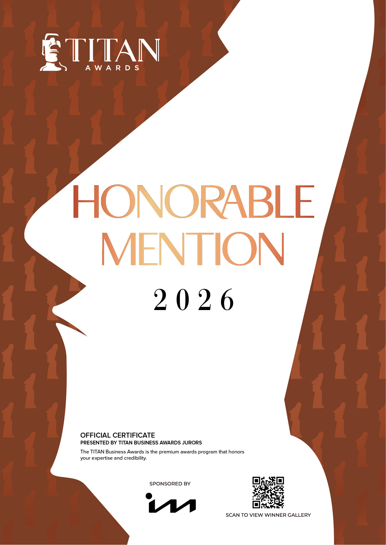 TITAN Business Awards&nbsp;&ndash; Honorable Mention 2026 certificate for Ecomzy